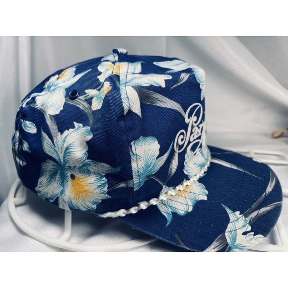Park City San Sun Tropical Hawaiian Orchid Baseball Hat Blue Adjustable Vintage - Picture 2 of 12